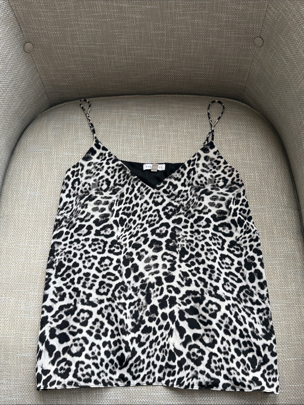 Socialite Leopard Print Satin Cami in Black & White